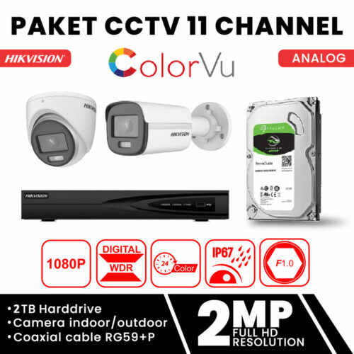 Paket CCTV Analog HIKVISION Colorvu 11 Kamera