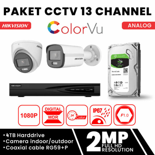 Paket CCTV Analog HIKVISION Colorvu 13 Kamera