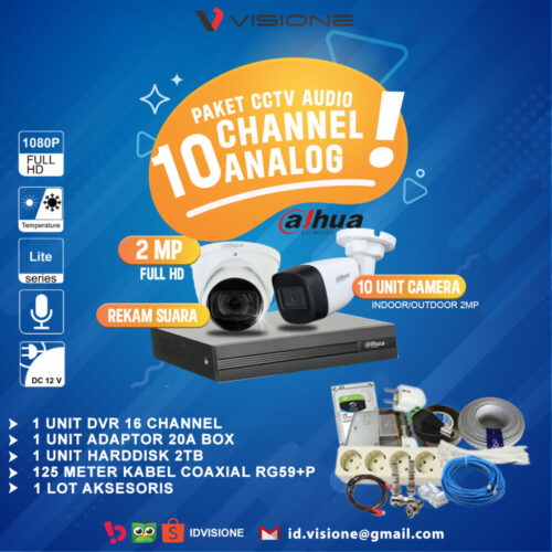 Paket CCTV Analog DAHUA Audio 10 Kamera