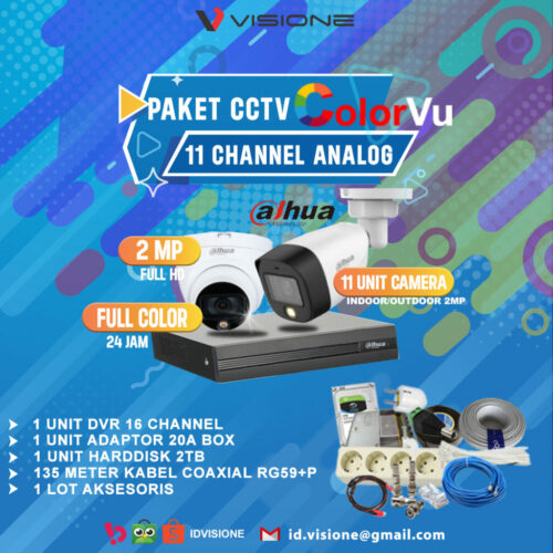 Paket CCTV Analog DAHUA Full Color 11Kamera