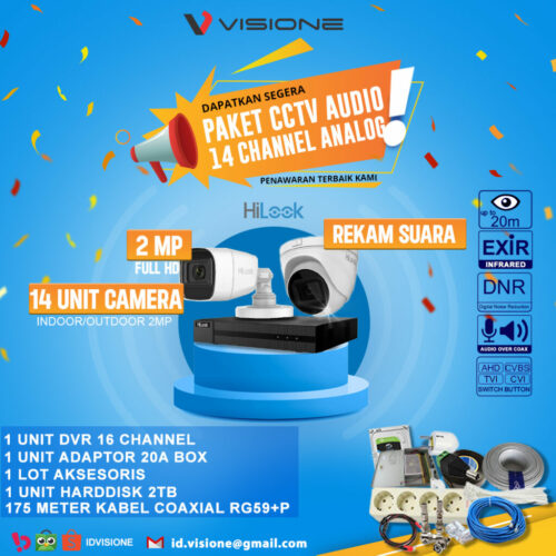 Paket CCTV Analog HILOOK Audio 14 Kamera
