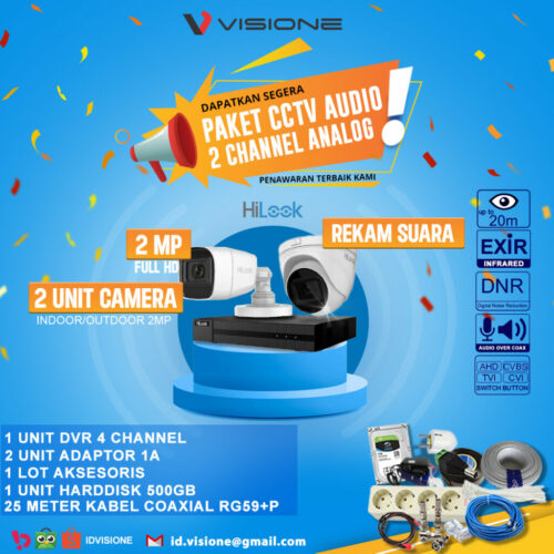 Paket CCTV Analog HILOOK Audio 2 Kamera