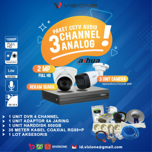 Paket CCTV Analog DAHUA Audio 3 Kamera