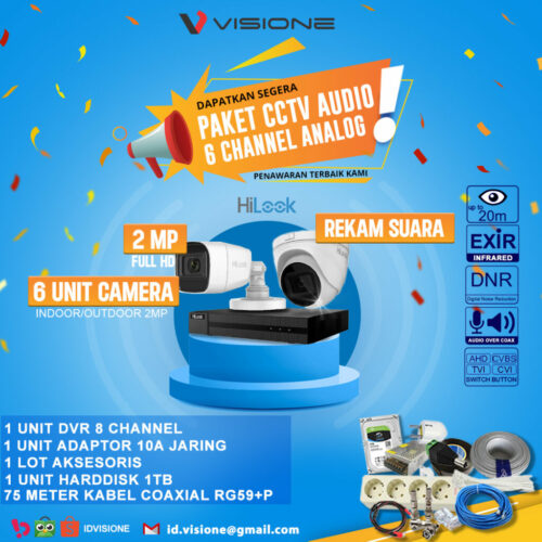 Paket CCTV Analog HILOOK Audio 6 Kamera