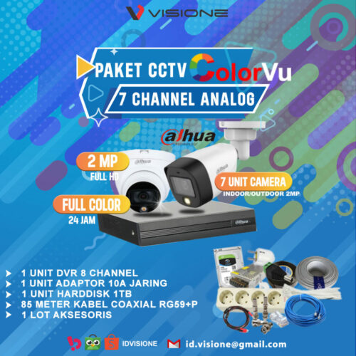 Paket CCTV Analog DAHUA Full Color 7Kamera