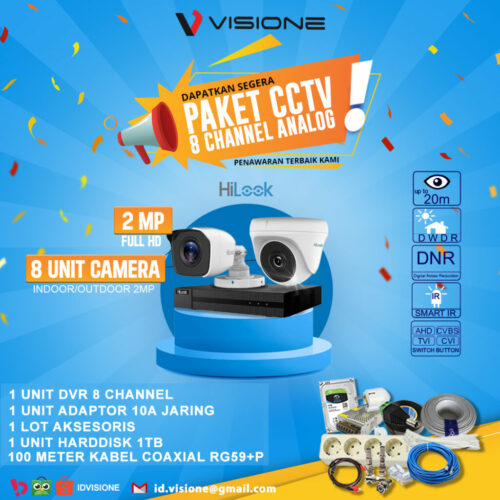 Paket CCTV Analog HILOOK 8 Kamera
